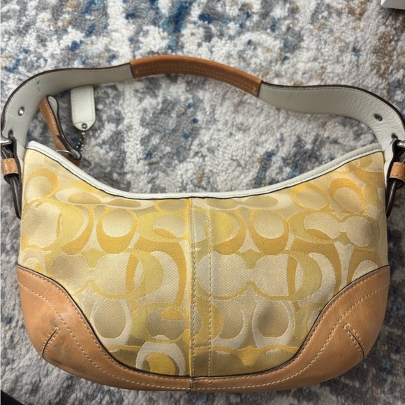 Coach Handbags - Coach Yellow and Tan Signature Shoulder Bag